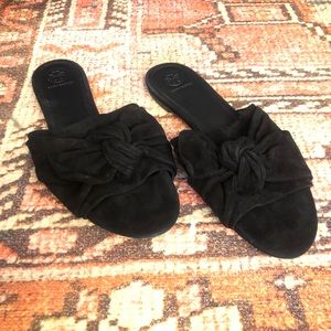 Tory Burch Black Suede Slide Sandals